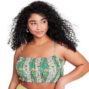 RHODE x Target Green and White Smocked floral Crop Camisole 2024